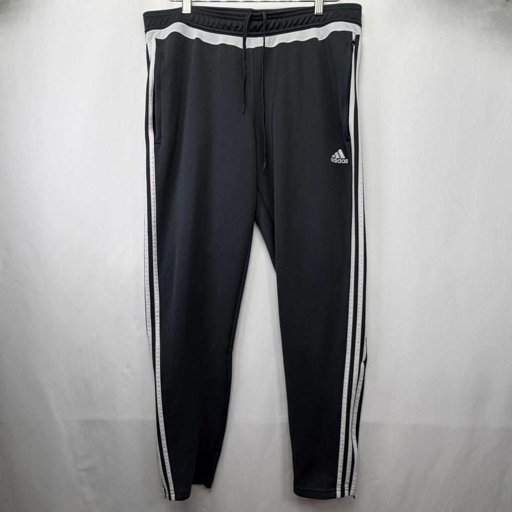 adidas Men's Track Pants Gray with White Stripes Size XL Pockets